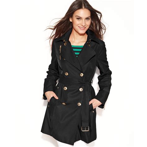 michael kors black trench coat|michael kors belted raincoat.